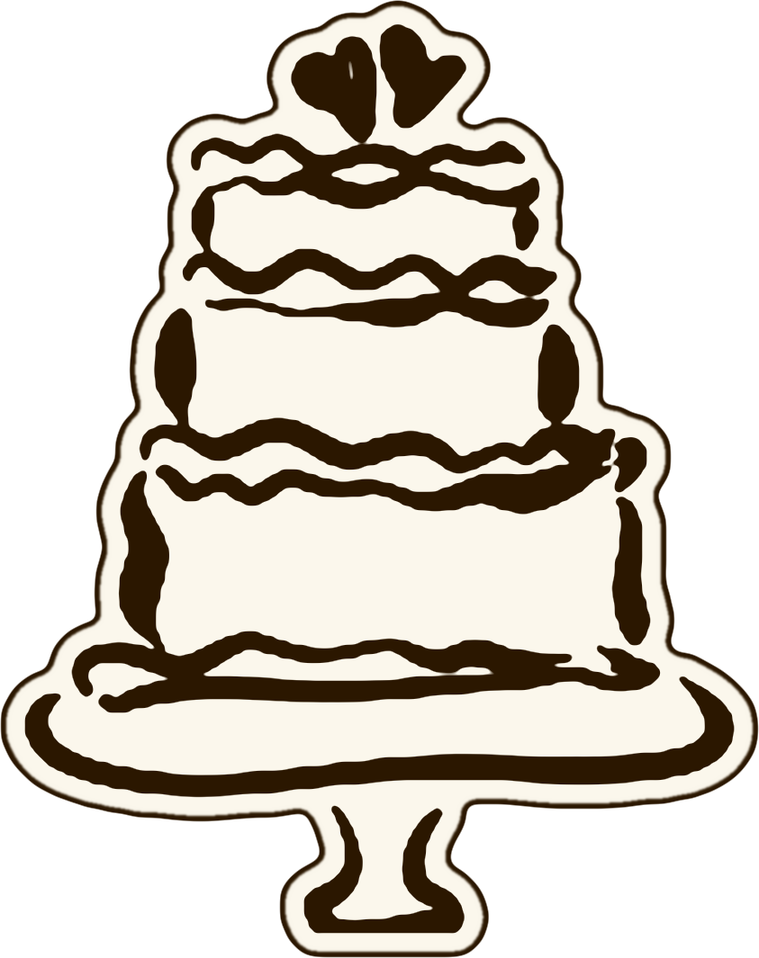 Ink drawing of a tiered wedding cake